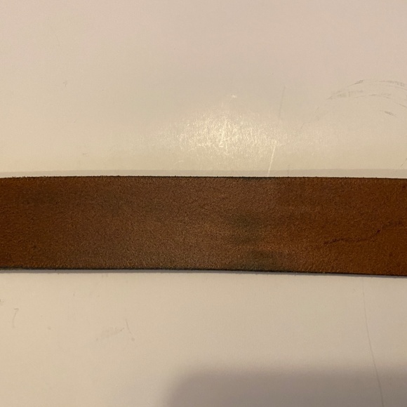 RALPH LAUREN Brown Leather Engraved Brass Buckle Belt Size 36/90 Made In 1967. main image 13